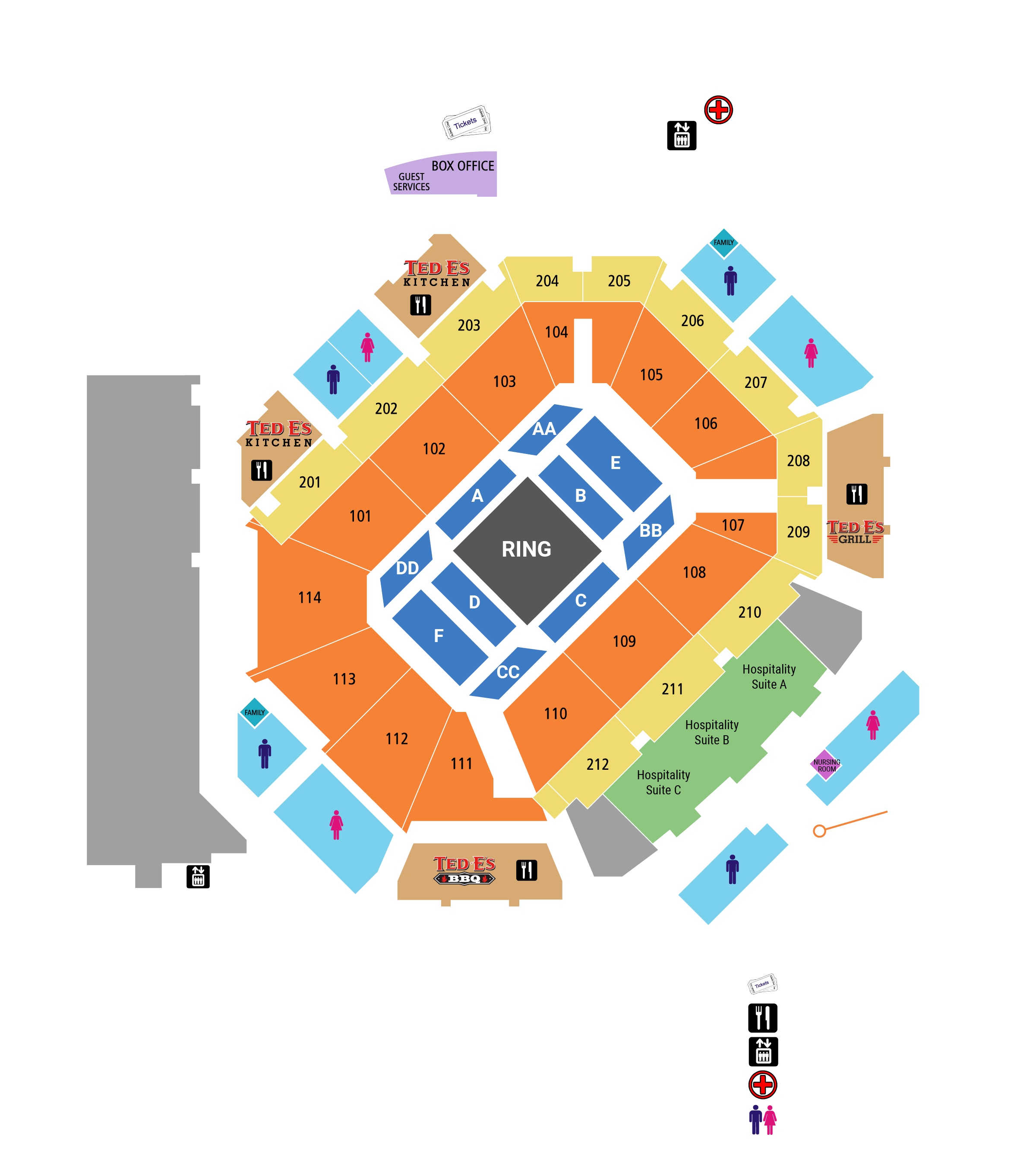 Floor plan on center ring