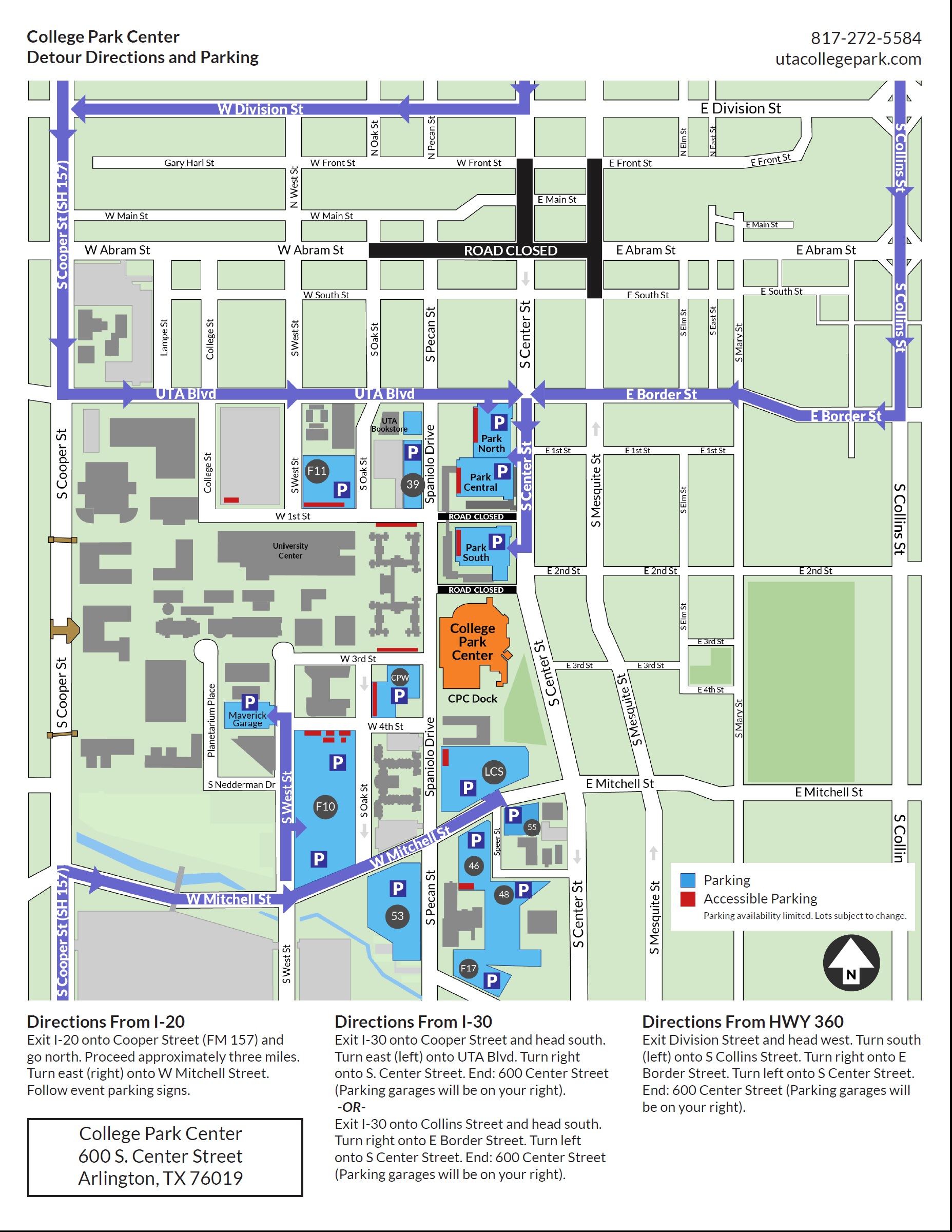 UTA Commencement Parking Map, Directions, and Road Closures – College ...