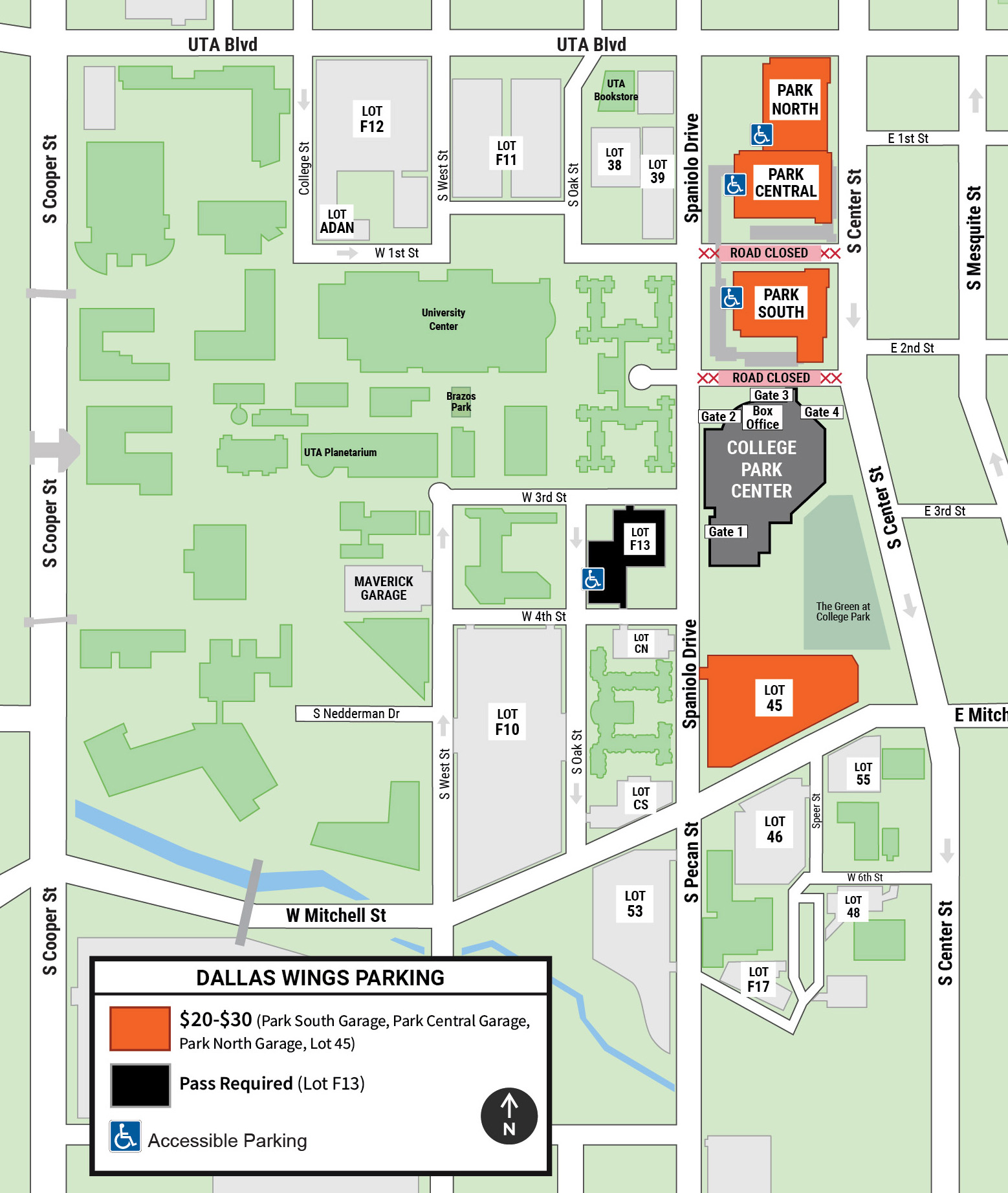 Dallas Wings Parking Map